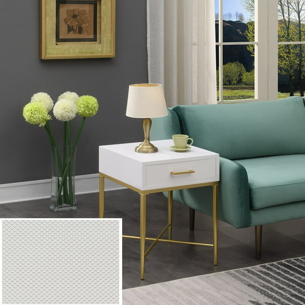 Convenience Concepts Lunar Coffee Table White/Gold Convenience Concepts Lunar Coffee Table White/Gold